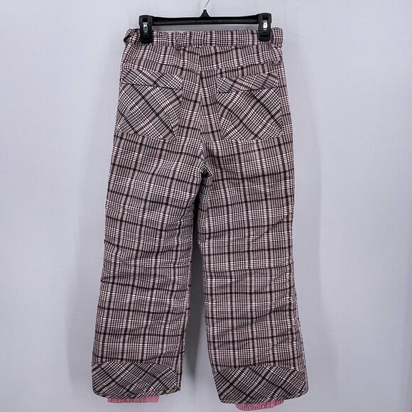 Cherokee Youth Sz L Pink Plaid Checkered Snow Ski Pants Adjustable Waist Girls - Picture 2 of 9